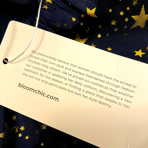 Bloomchic Navy and Gold Stars Flutter Sleeve Maxi Dress w Pockets Size 30 NWT - Picture 10 of 12